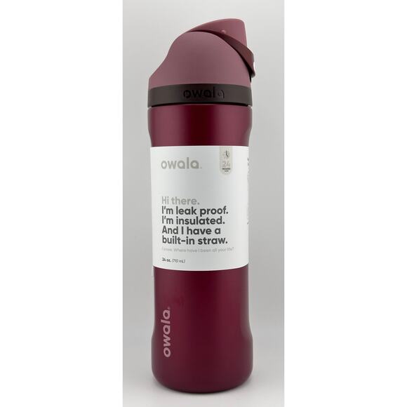 Owala HOLIDAY EDITION 24 oz FreeSip Water Bottle, METALLIC POINSETTIA RED - Picture 1 of 7